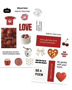 Фото - Стікерсет із 2-х аркушів вінілових наклейок «About love» (УФ-друк)