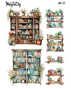 Фото - Стікер лист з наклейками Art 20 «Книжкові стелажі»