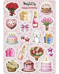 Фото - Стікер лист з наклейками «Happy Birthday»