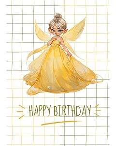 Фото - Листівка «Happy Birthday 1» (жовта фея)