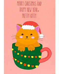 Фото - Листівка «NY Cup Cat» (Merry Christmas and Happy New Year, Pretty Kitty)