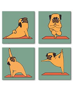 Фото - Набір для розпису за номерами на підрамниках «поліптих» 18*18 см «Yoga-dog»