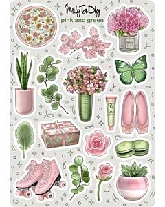 Фото - Стікер лист з наклейками «Pink and Green»