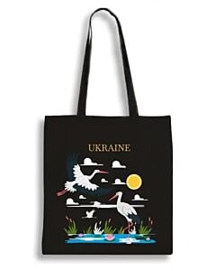 Фото - Екошопер чорний «Ukraine» (журавлі)