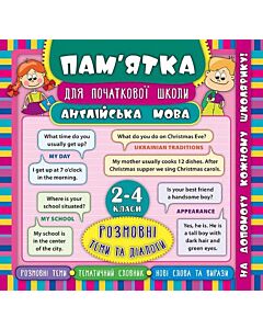 Фото - Пам'ятка для початкової школи. Англійська мова. Розмовні теми та діалоги. 2-4 класи