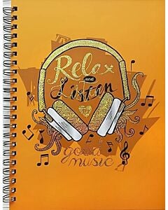 Фото - Блокнот на бічній спіралі В4 «Relax and Listen» 120 аркушів, білий блок у клітинку