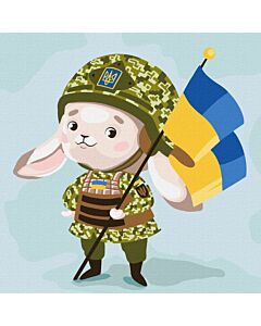Фото - Набір для розпису за номерами на підрамнику 30*30 см «Зайчик-захисник»