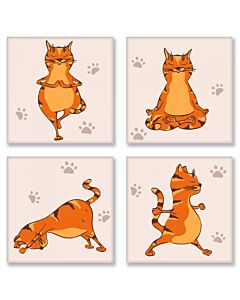 Фото - Набір для розпису за номерами на підрамниках «поліптих» 18*18 см «Yoga-cat»