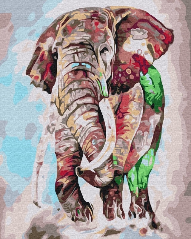 Картина за номерами на підрамнику 40*50 см «Веселковий слон»