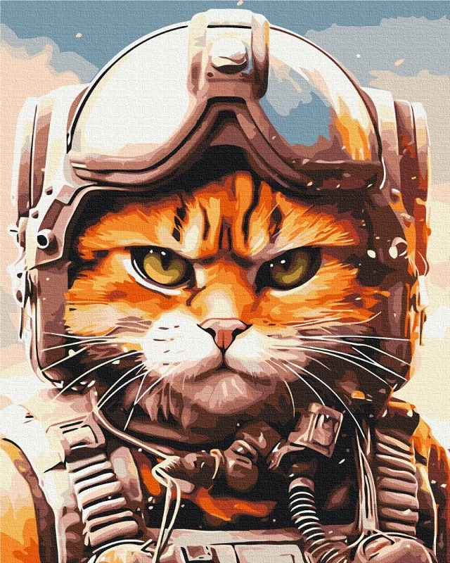 Картина за номерами на підрамнику 40*50 см «Котик головний пілот»