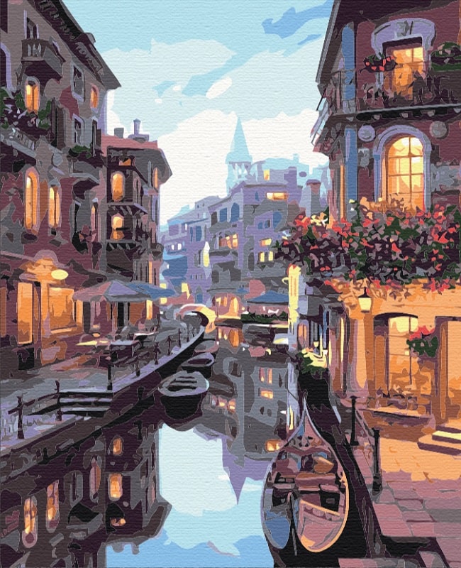 Картина за номерами на підрамнику 40*50 см «Канал в Венеції»