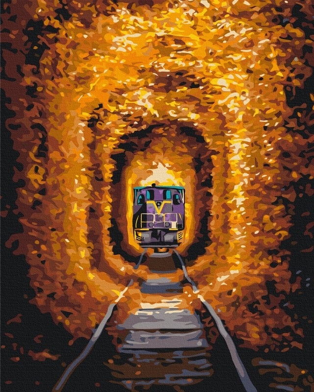 Картина за номерами на підрамнику 40*50 см «Тунель кохання та потяг»