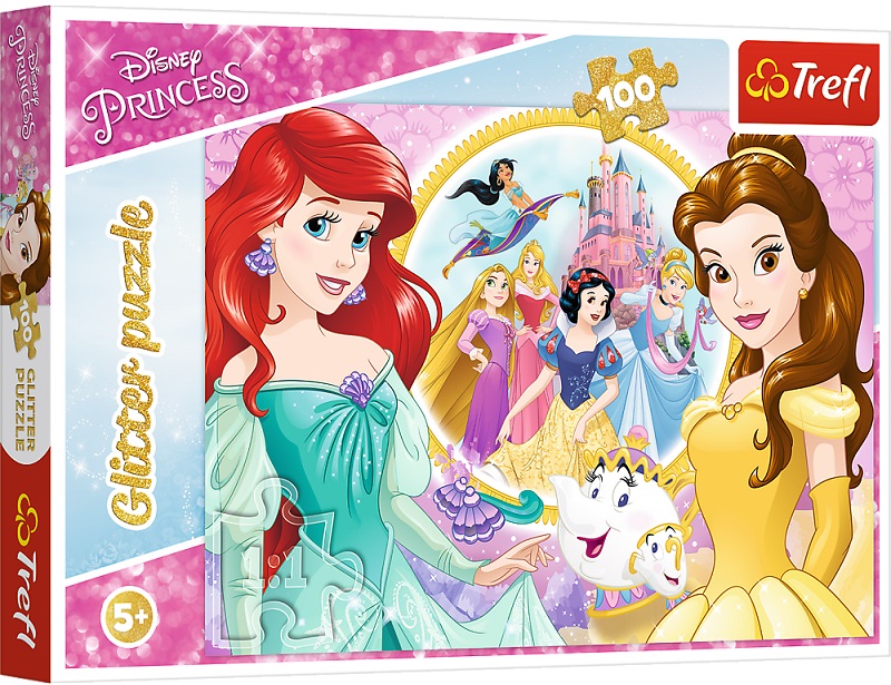 Пазли 100 Glitter «Колаж: Принцеси. Прогулянка / Disney. Princess»