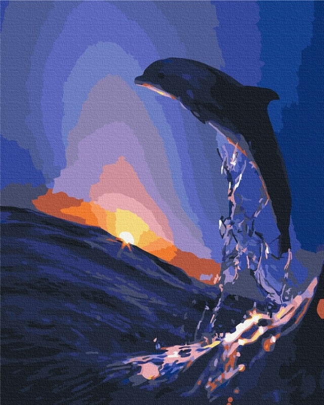 Картина за номерами на підрамнику 40*50 см «Захід дельфіна»