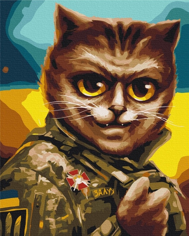 Картина за номерами на підрамнику 40*50 см «Котик Головнокомандувач»