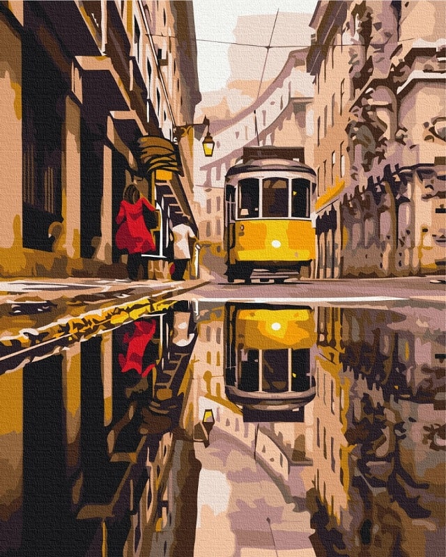 Картина за номерами на підрамнику 40*50 см «Міський трамвай»