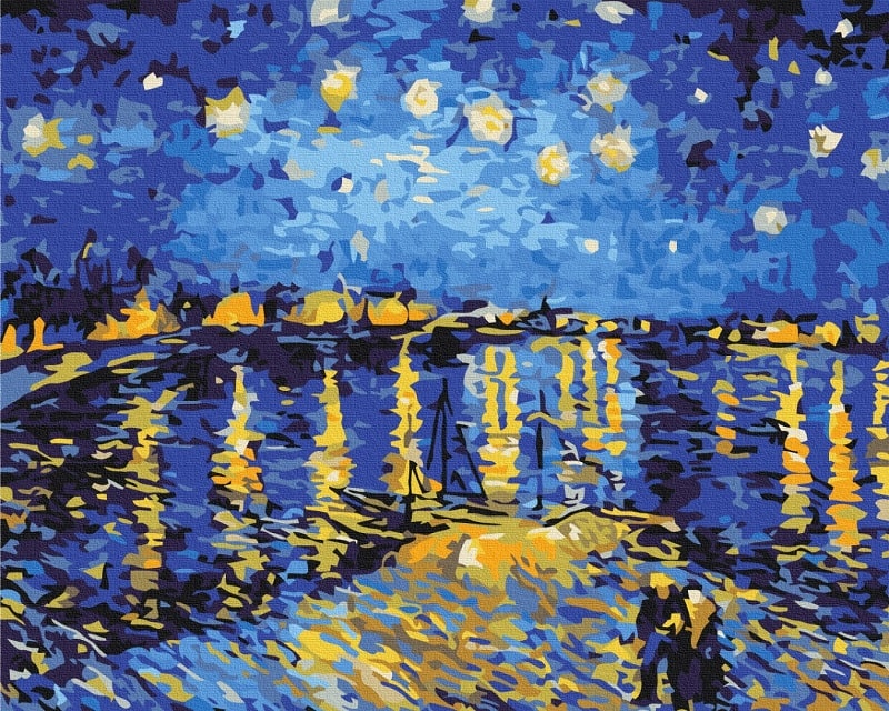 Картина за номерами на підрамнику 50*40 см «Ван Гог. Зоряна ніч над Роною»