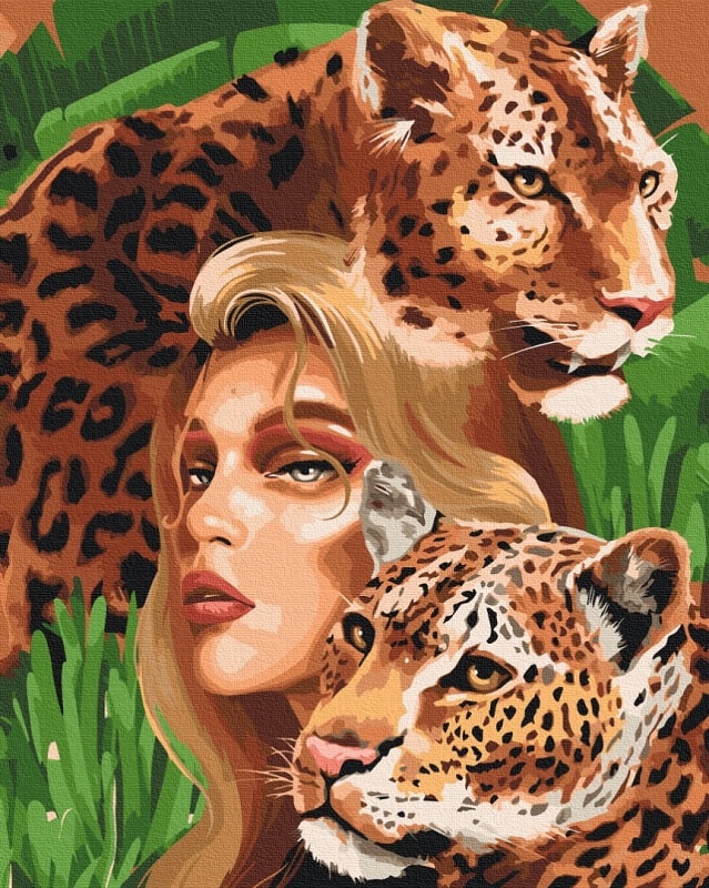 Картина за номерами на підрамнику 40*50 см «Хижі леопарди»
