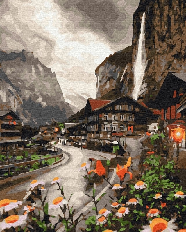 Картина за номерами на підрамнику 40*50 см «Містечко в Швейцарії»