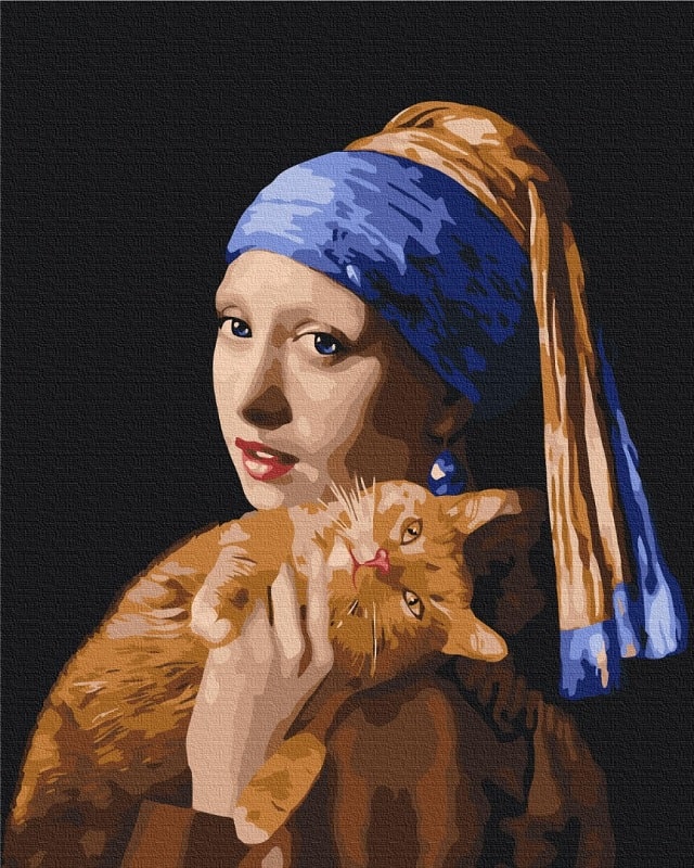 Картина за номерами на підрамнику 40*50 см «Дівчина з рудим котиком»