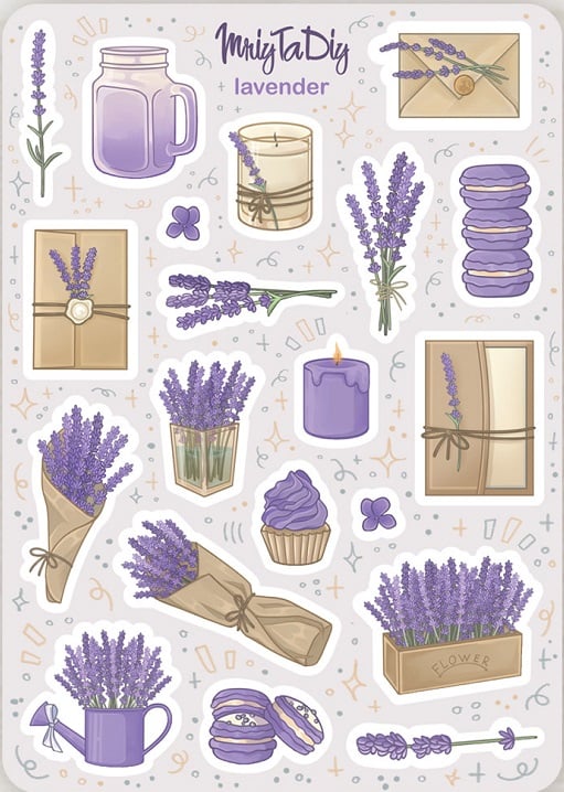 Стікер лист з наклейками «Lavender»