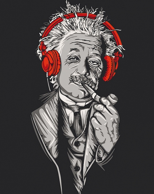 Набір для розпису за номерами на підрамнику 40*50 см «Ейнштейн в навушниках»