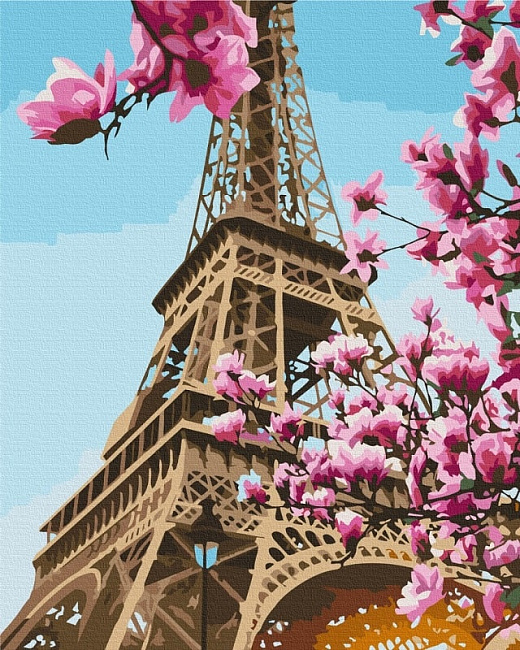 Картина за номерами на підрамнику 40*50 см «Сакура в Парижі»
