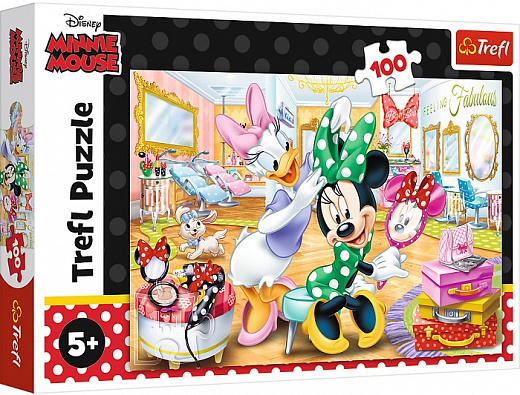 Пазли 100 «Мінні та Дейзі у салоні краси / Disney. Minnie Mouse»