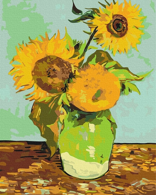 Картина за номерами на підрамнику 40*50 см «Ван Гог. Три соняшники у вазі»