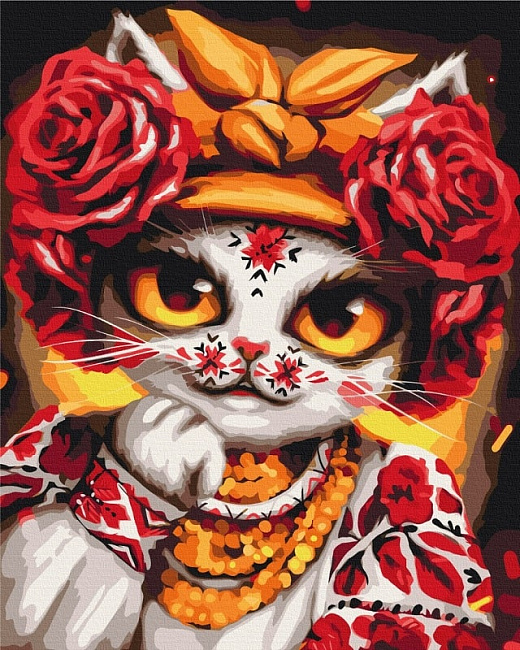 Картина за номерами на підрамнику 40*50 см «Кішка Троянда»