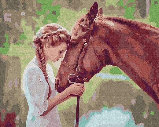 Картина за номерами на підрамнику 50*40 см «Дівчина з конем»