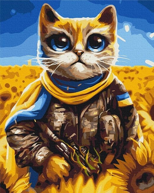 Картина за номерами на підрамнику 40*50 см «Котик Герой»