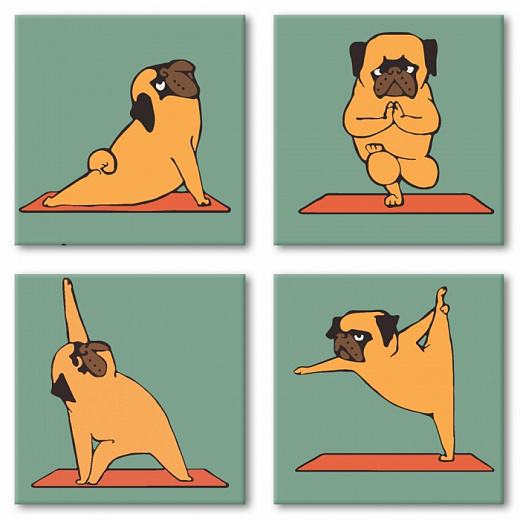 Набір для розпису за номерами на підрамниках «поліптих» 18*18 см «Yoga-dog»