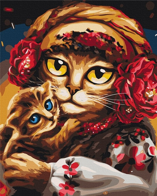 Картина за номерами на підрамнику 40*50 см «Сім'я котиків»