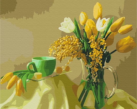 Картина за номерами на підрамнику 50*40 см «Жовті тюльпани»