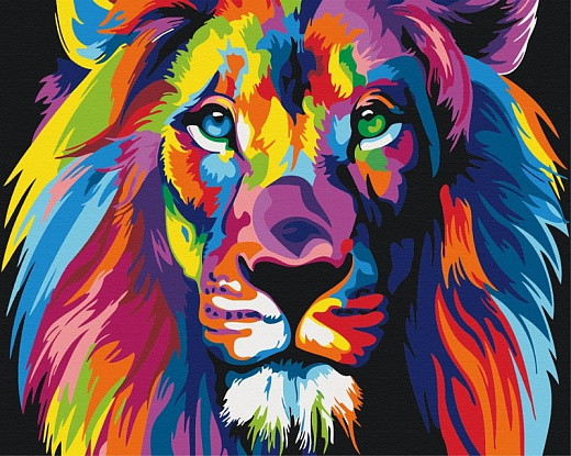 Картина за номерами на підрамнику 40*30 см «Веселковий лев»