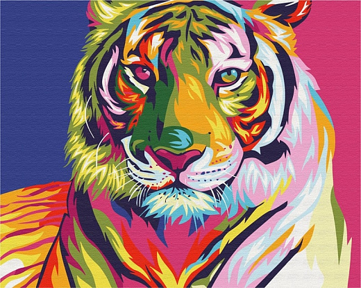 Картина за номерами на підрамнику 50*40 см «Тигр в стилі поп-арт»