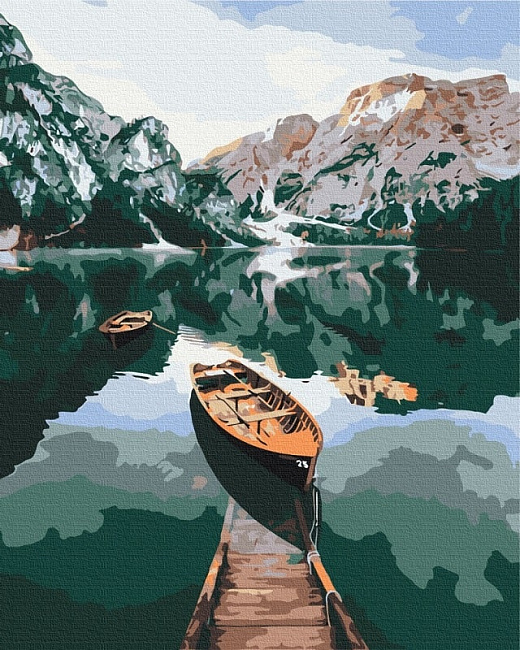 Картина за номерами на підрамнику 40*50 см «Човен на дзеркальному озері»