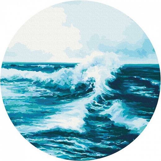 Картина за номерами на підрамнику Ø 40 см «Хвиля» (кругла, L)