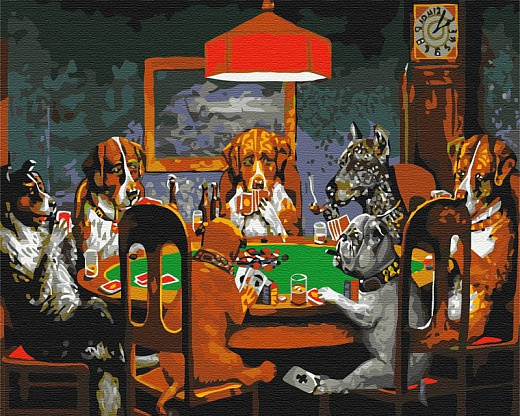 Картина за номерами на підрамнику 50*40 см «Кассіус Кулідж. Гра в покер»