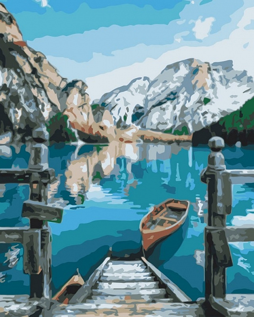 Картина за номерами на підрамнику 40*50 см «Човен біля озера Браєс»