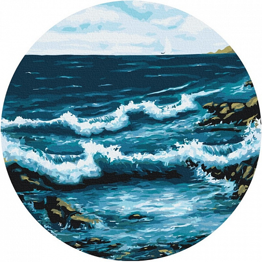 Картина за номерами на підрамнику Ø 40 см «Океанські хвилі» (кругла, L)
