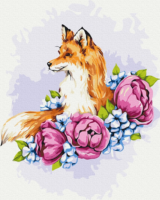 Картина за номерами на підрамнику 30*40 см «Квіткова лисиця»